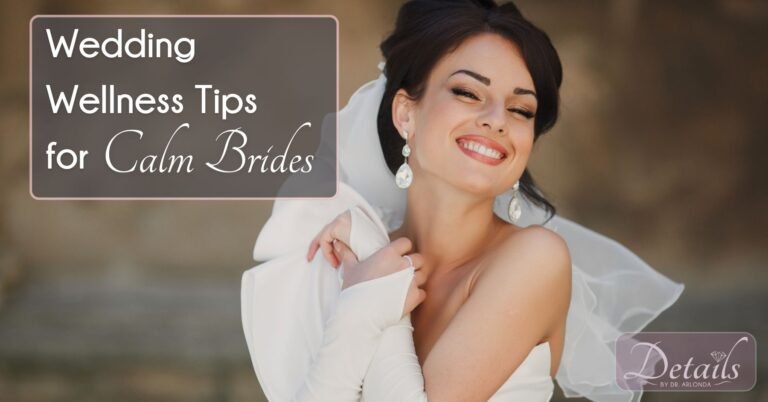 A bride is all smiles on her big day as she follows these wedding wellness tips.